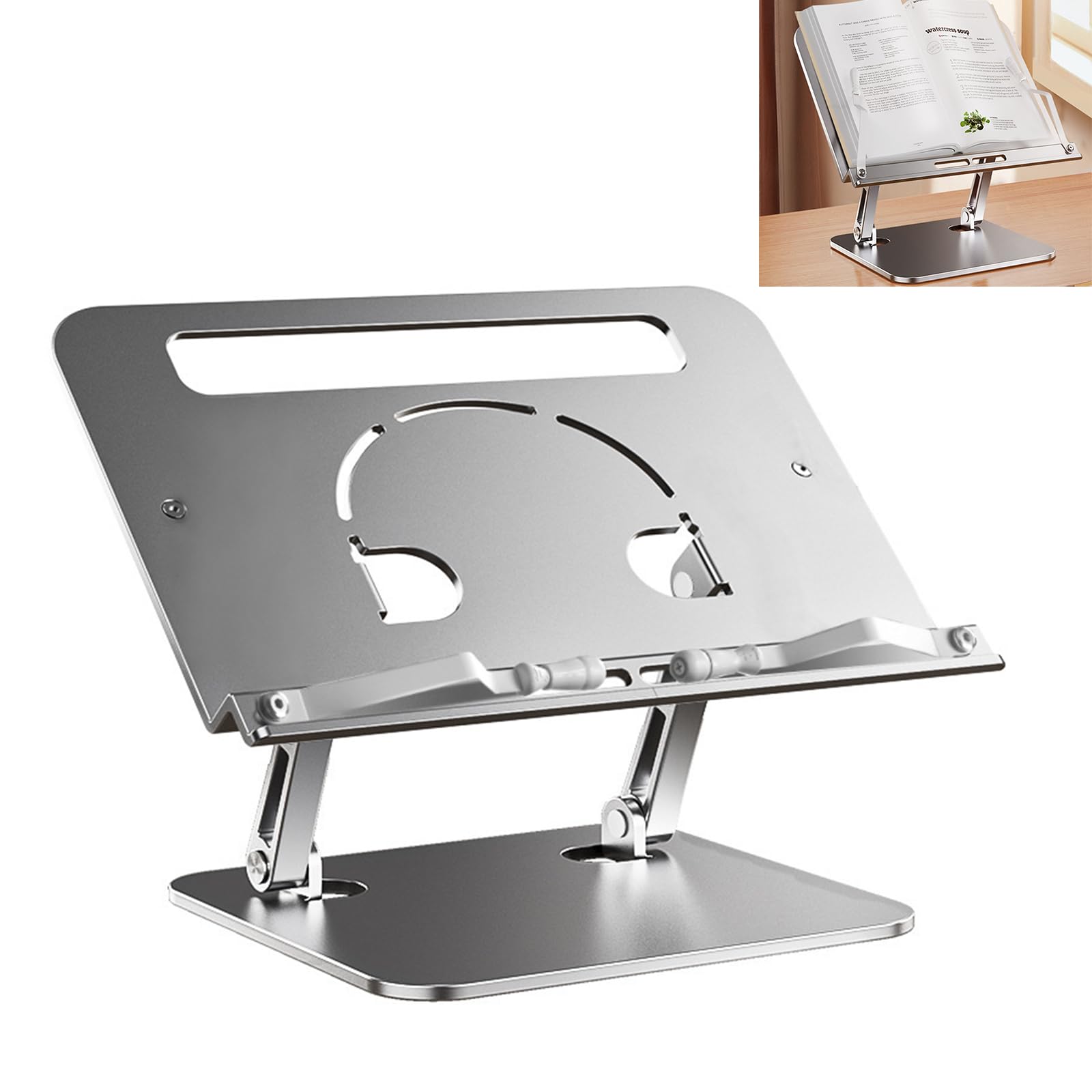 Supporto per laptop ergonomico pieghevole in alluminio per desktop Riser regolabili Supporto portatile Fit 10 17 pollici Portatili Argento Pieghevole Notebook Holder