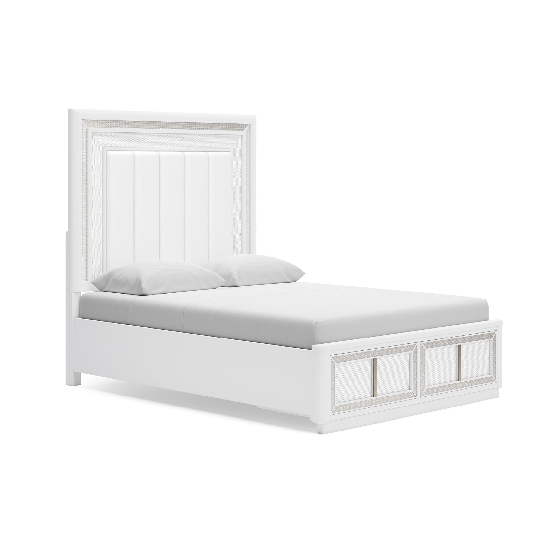 Signature Design by Ashley Chalanna Queen Upholstered Storage Bed, White