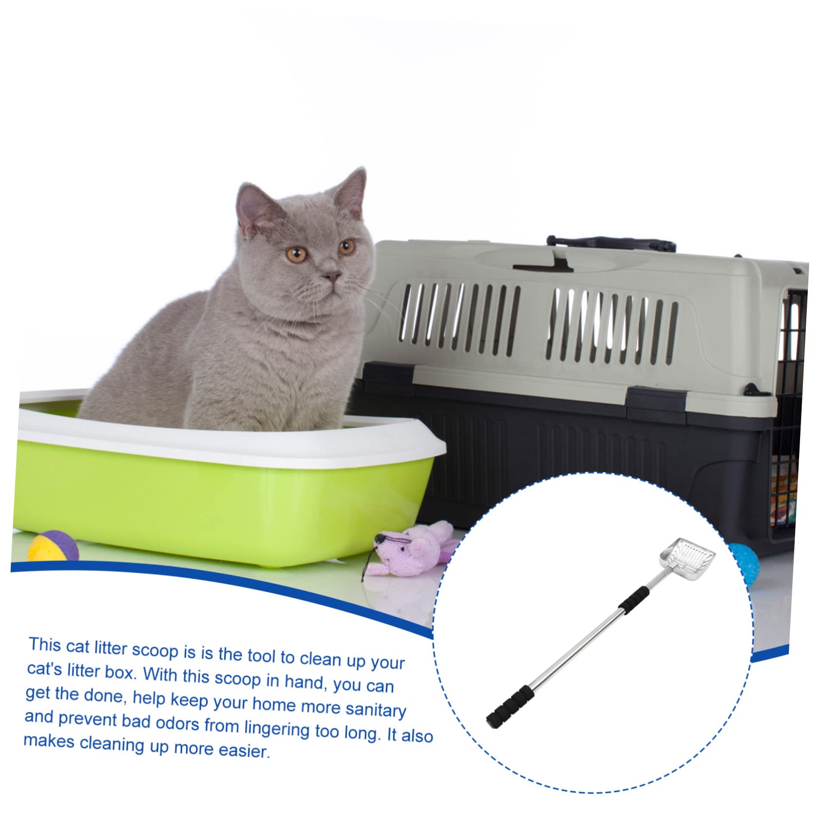 Pelle À Litière Télescopique Métal pour Chats Et Chiens Manche Long Et Confortable Outil Pratique pour Nettoyer La Caisse De Litière Poignée Noire