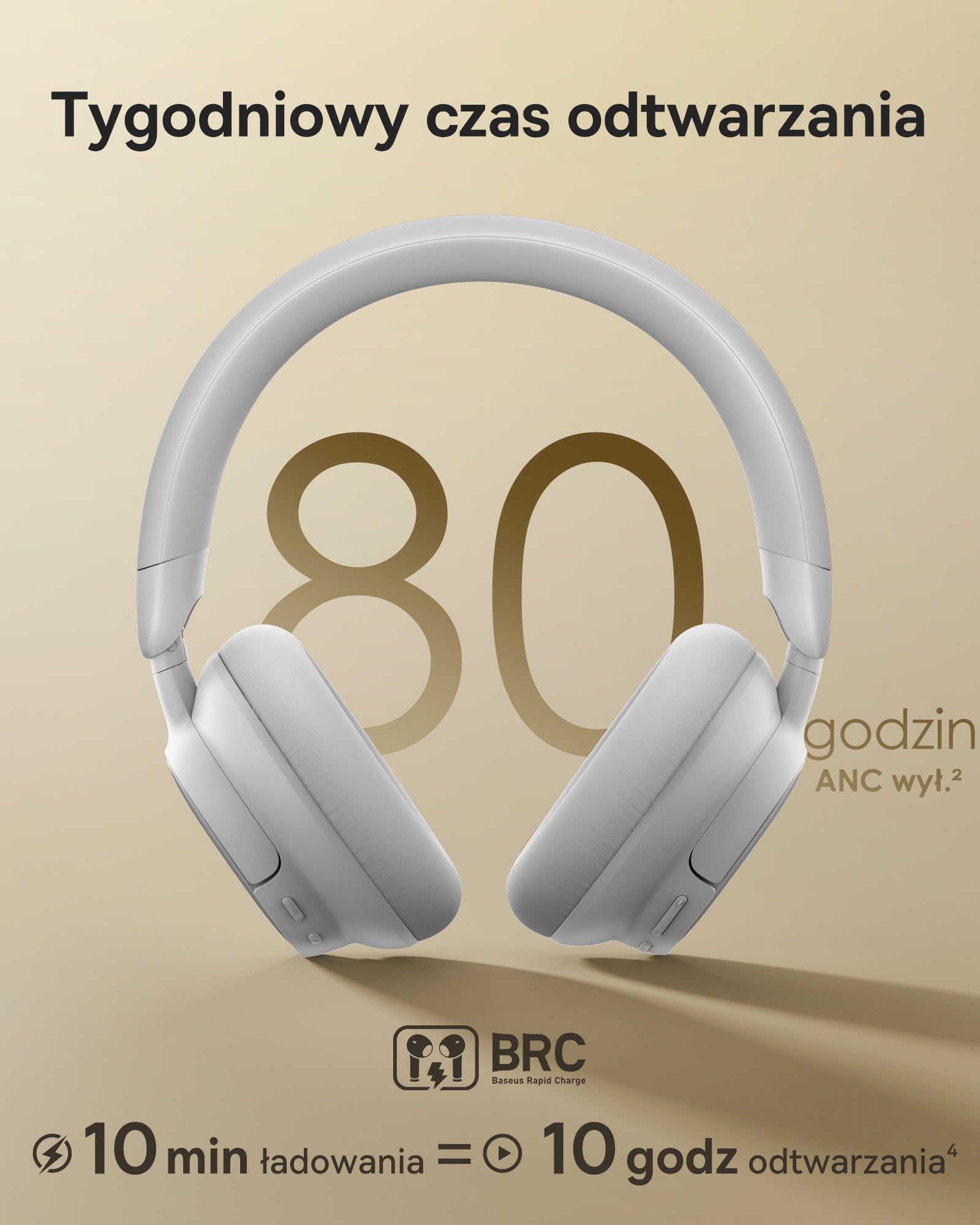 Baseus MH1 słuchawki Bluetooth, wysoka redukcja szumów -48 dB, monolityczna opaska na głowę z Hi-Res i LDAC, czas odtwarzania 80 godzin, 5 mików, krystalicznie czyste rozmowy telefoniczne