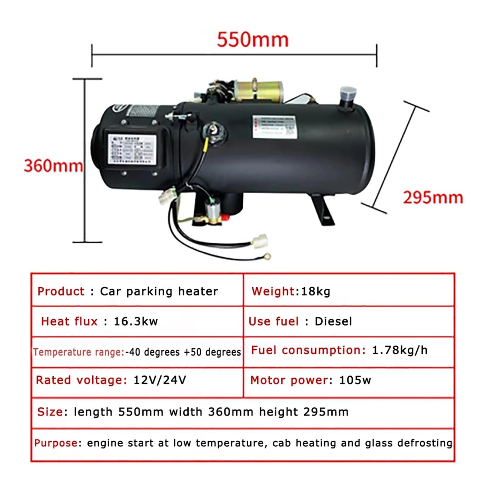 Podgrzewacz powietrza do samochodu 10 kW, podgrzewacz silnika na olej napędowy, podgrzewacz wody do ciężarówek 12 V 24 V z silnikiem Diesla Do samodzielnego montażu(10kw 24v)