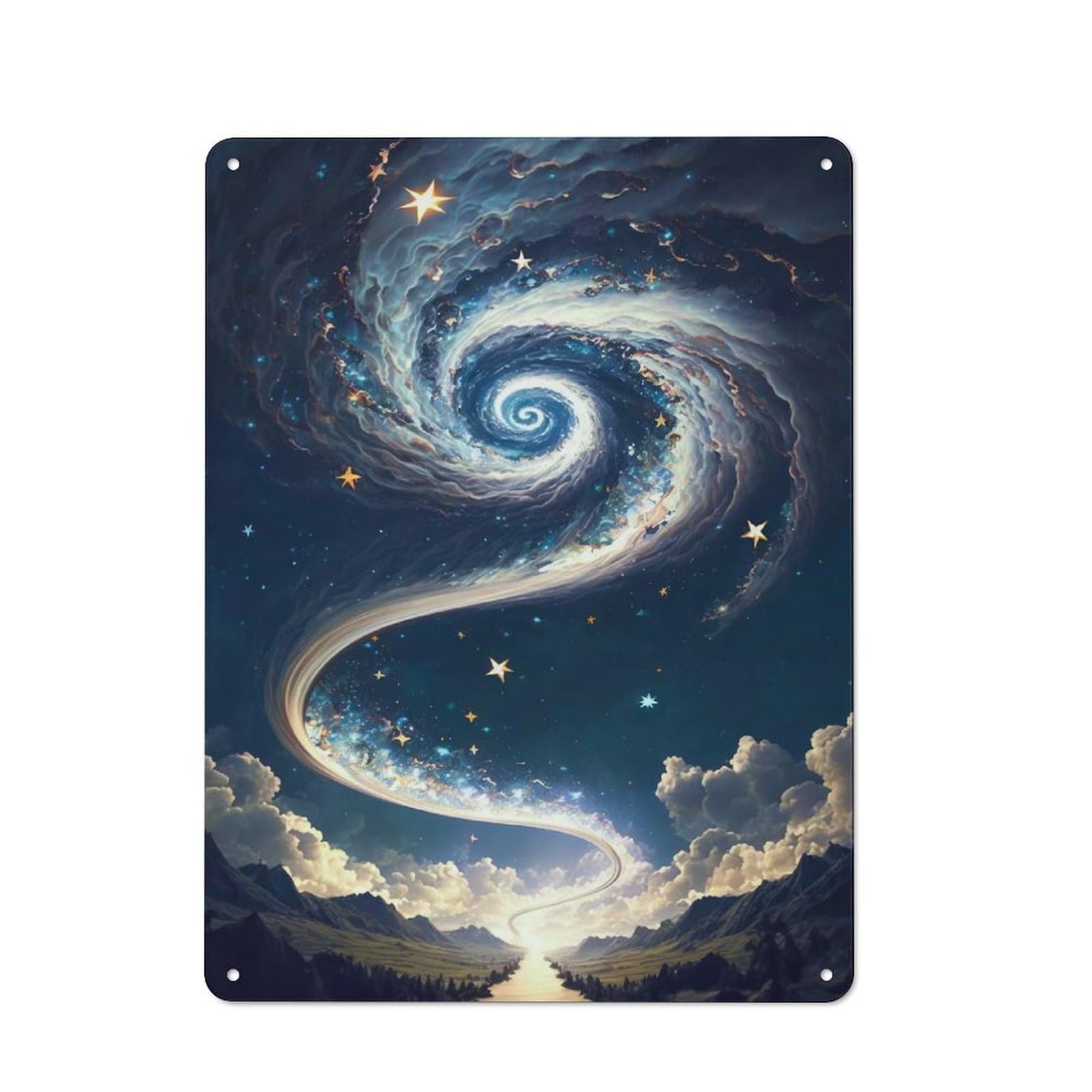 Junmoney Fantasy Universe Valley Understated Office Metal Sign 40X30cm Featuring Study Room Decor For Home Office, Reading Corner Or Bedroom