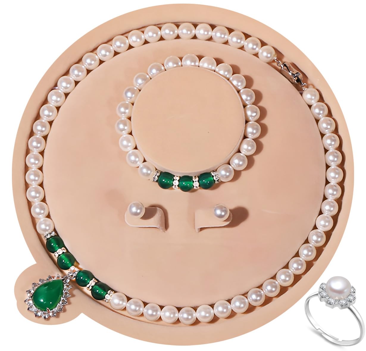 MASTOP Collana di perle coltivate d'acqua dolce Set di bracciali e orecchini include splendido braccialetto e orecchini gioielli per donne gioielli di perle 4 pezzi/set di perle