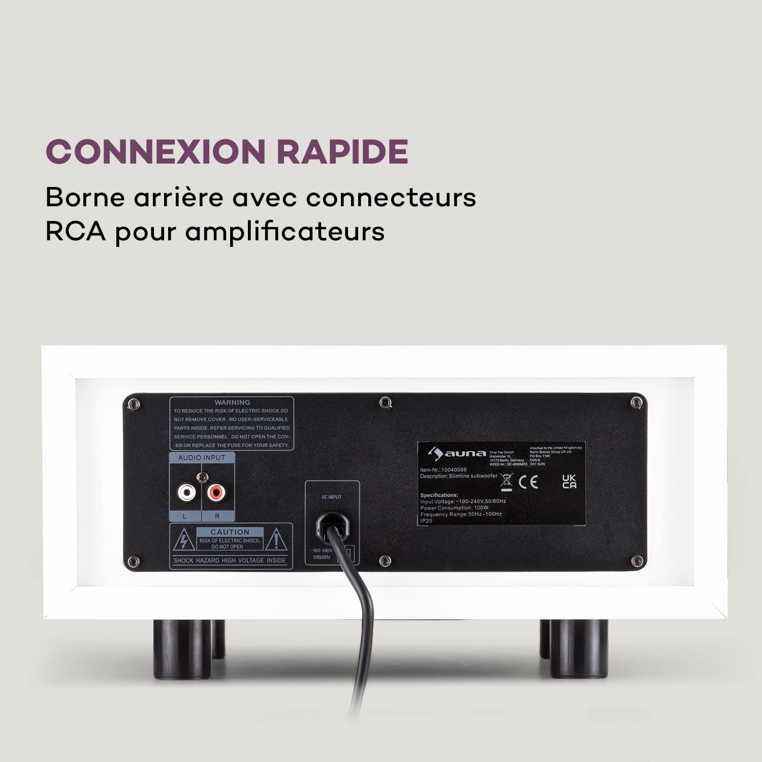 AUNA Ensembles Home Cinéma, Haut Parleur Hi-FI, Ampli Home Cinema de 80W RMS à 100W Max, Enceintes Design et Compact, Caisson de Basse, Subwoofer Stéréo, AUX pour Lecteurs MP3, CD, Arrêt Automatique