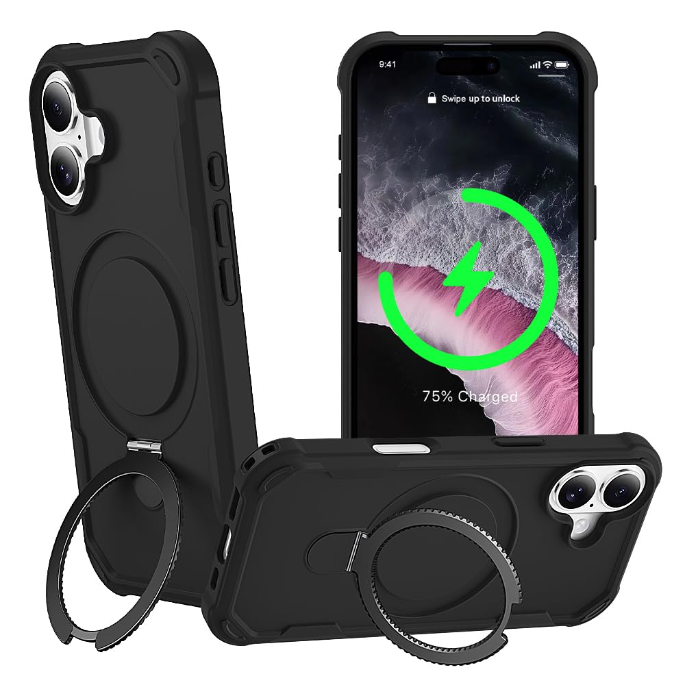 Designed for iPhone 17 Case with Magnetic Stand Military Drop Protection Compatible with Magnet Shockproof 17 Phone Case