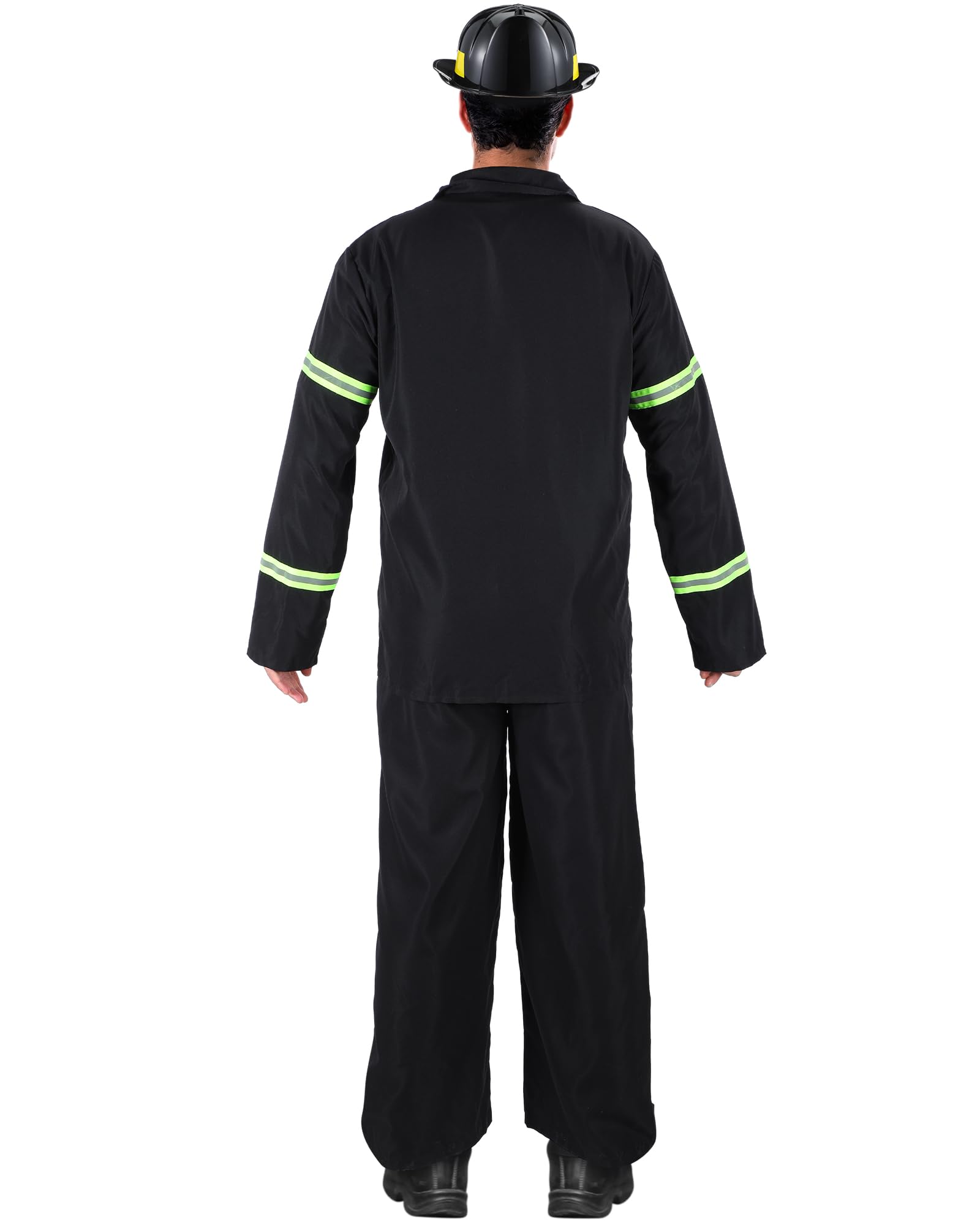 Hicarer 3 Pcs Firefighter Costume for Men Fireman Helmet Jacket Pants Firefighter Halloween Cosplay Party Outfit