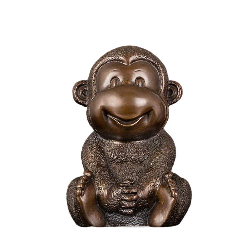 H3TF5J Rzeźby zwierząt dla domu Rzeźba statua Czysta miedź Śliczna małpa Figurka Statua Zodiak Maskotka Rzeźba Szczęście Feng Shui Sztuka Nauka Dekoracja Prezent dla dzieci