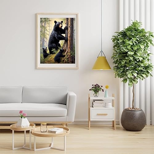 Miniatura 2 de LXTONG Kit de arte de diamantes de pintura de oso negro, arte de diamantes de taladro redondo completo 5D, pequeño oso negro de pintura por números,