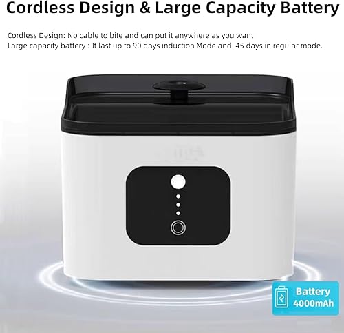 Miniatura 3 de Fuente de agua automática para gatos, 4 litros135 onzas, gran capacidad, inalámbrica, recargable, funciona con pilas, 2 modos de flujo, fuente para
