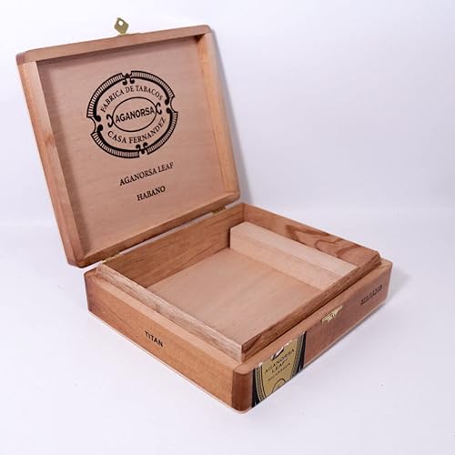 Miniatura 6 de Aganorsa Casa Fernandez Titan Habano Caja de cigarros de madera vacía 8" x 7" x 2"