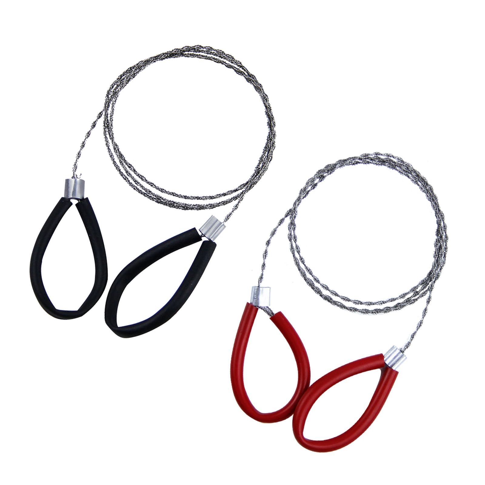 4 Pcs Stainless Steel Cable Saw, Metal Wire Saws Hand Pocket String Rope Saw, Emergency Survival Saws for Wood Camping Hiking Hunting Red and Black
