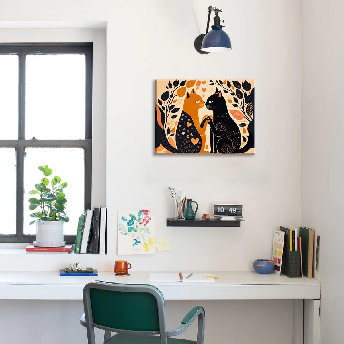 Piy Painting Śliczne Obrazy z Kotami, Druk Fotograficzny na Płótnie, Dekoracja Ścienna do Salonu z Wbudowaną Ramą, 40 x 30 cm