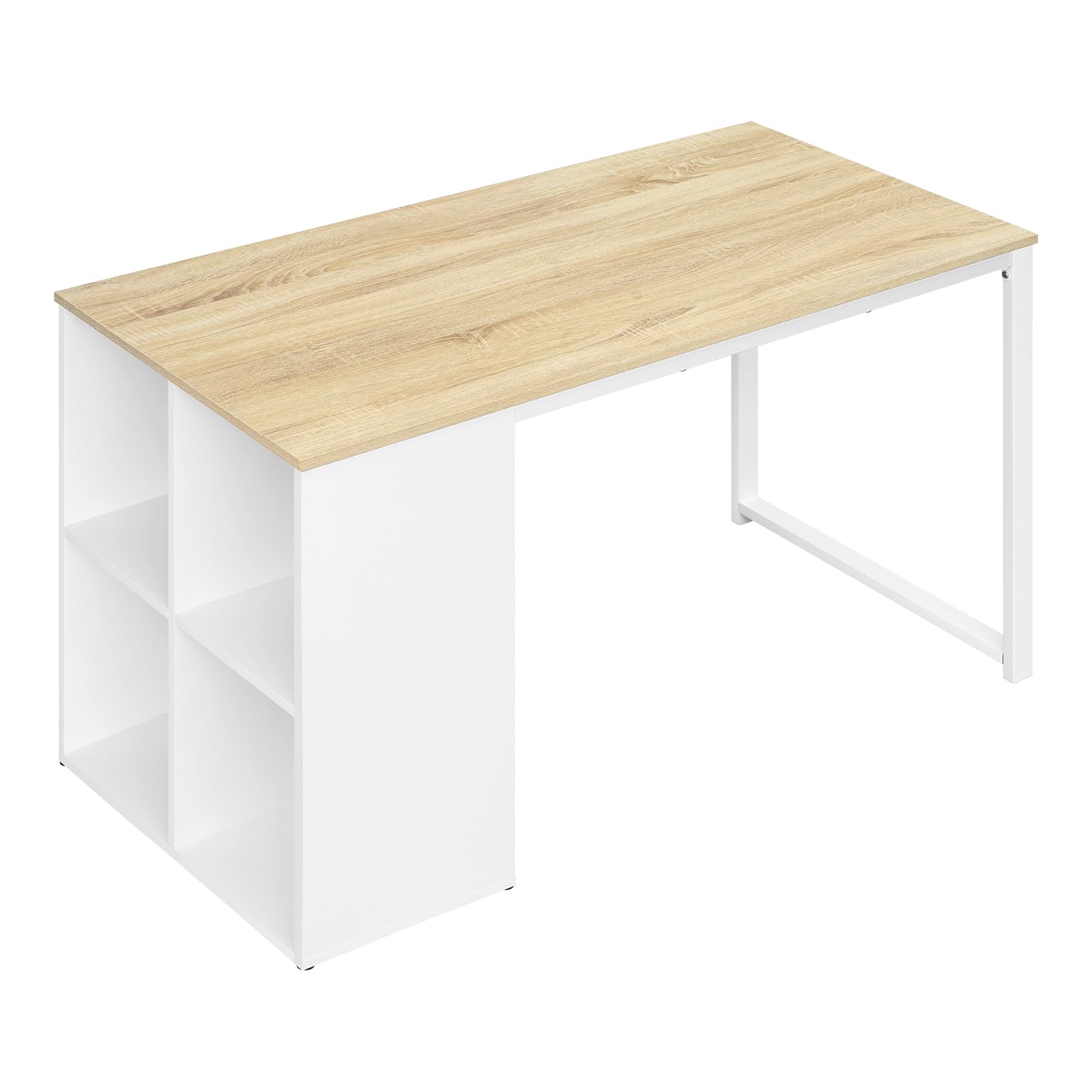 WOLTU Bureau avec Rangement et Etagere, Table Bureau 120x60x75 cm, pour Études et Chambre Ado, Chêne Blanc