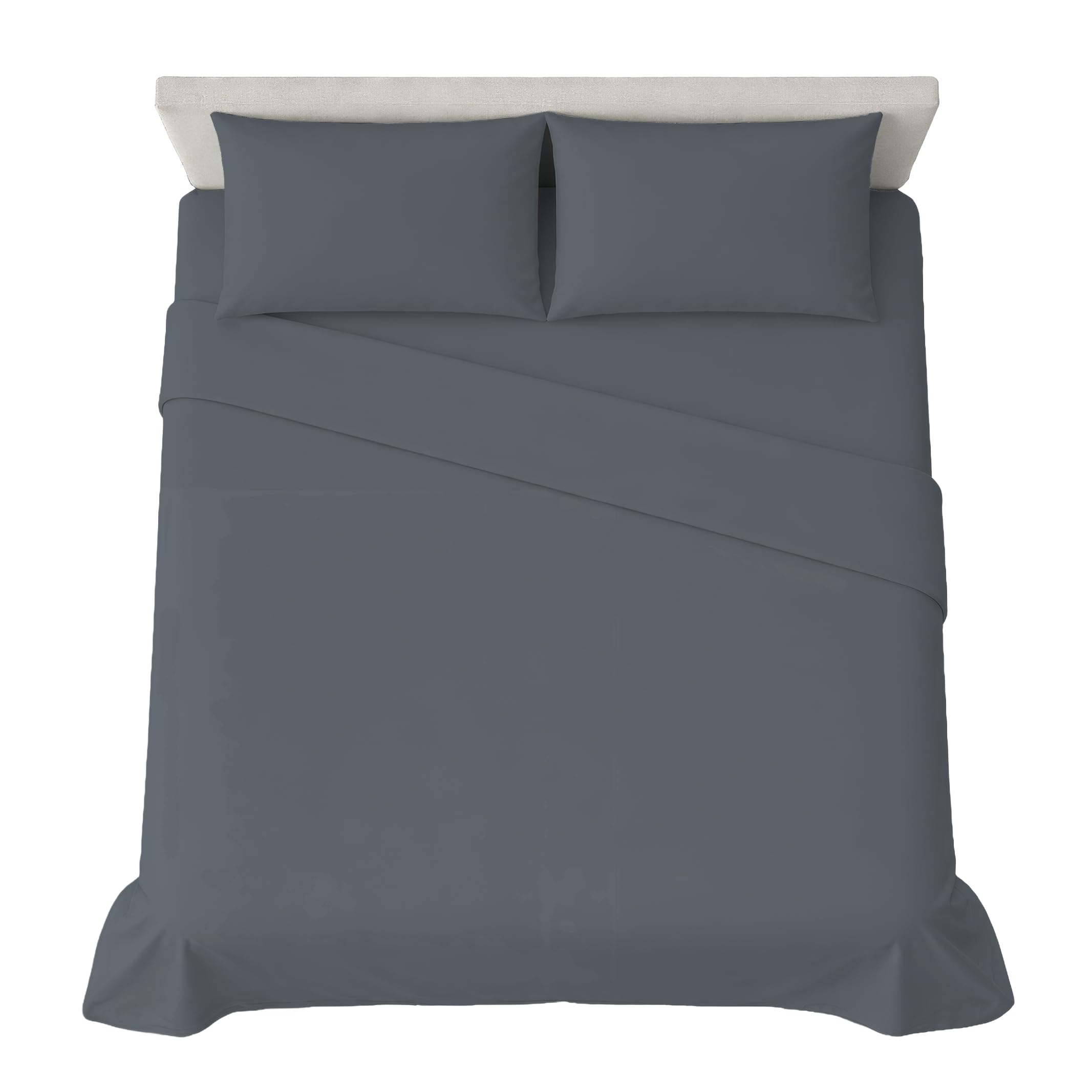 hermet 4-Piece Plain Double Bed Sheet Set, Fitted Sheet, Flat Sheet, 2 Pillowcases 50 x 80 cm, 30 cm Corner, Soft Microfibre, Oekotex Certified, No Iron
