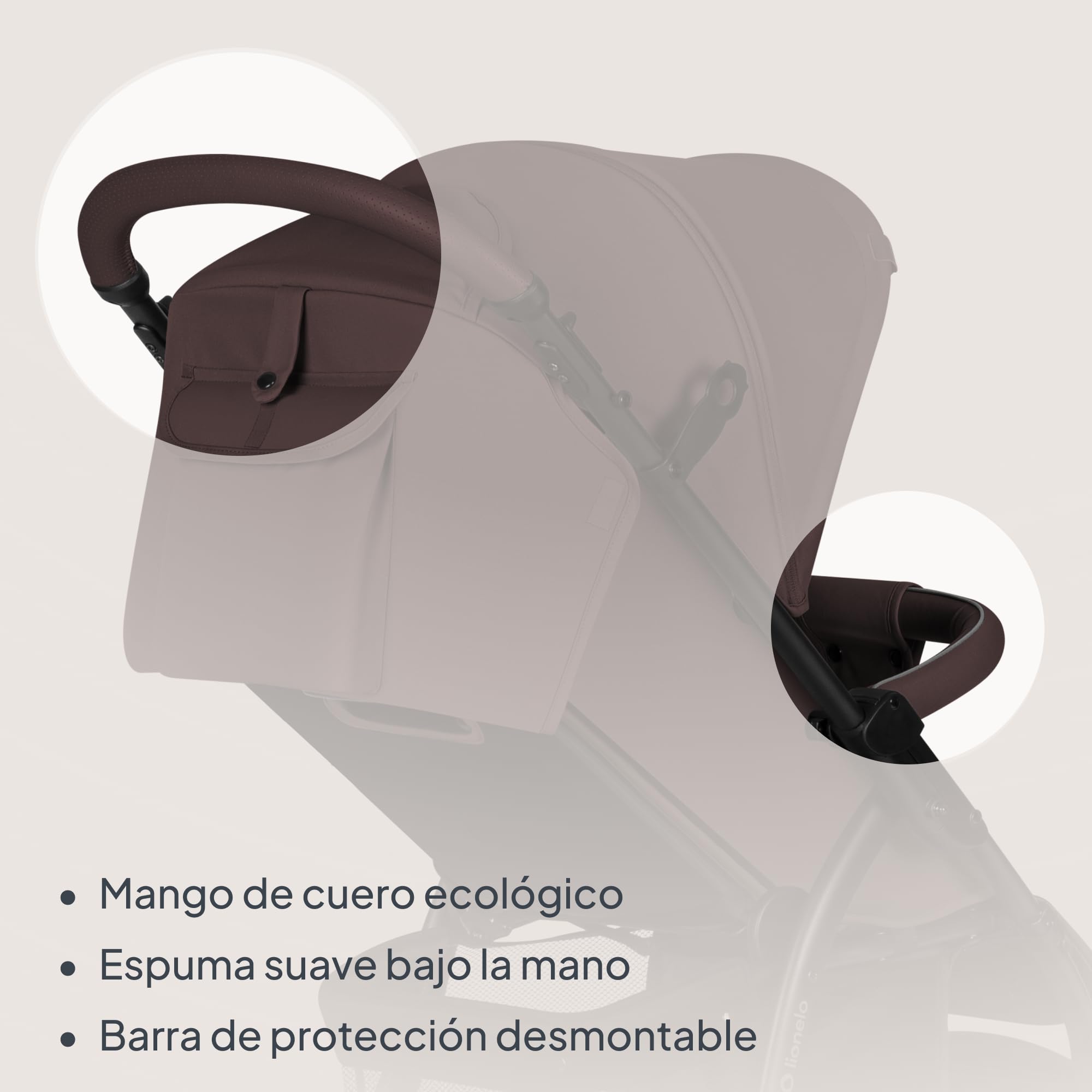 LIONELO Annet Silla de Pase Para niños hasta 22 kg 0-48M ajuste del respaldo hasta posición horizontal Capucha XXL Plegable fácil con ventana Mosquitera (Chocolate Negro)