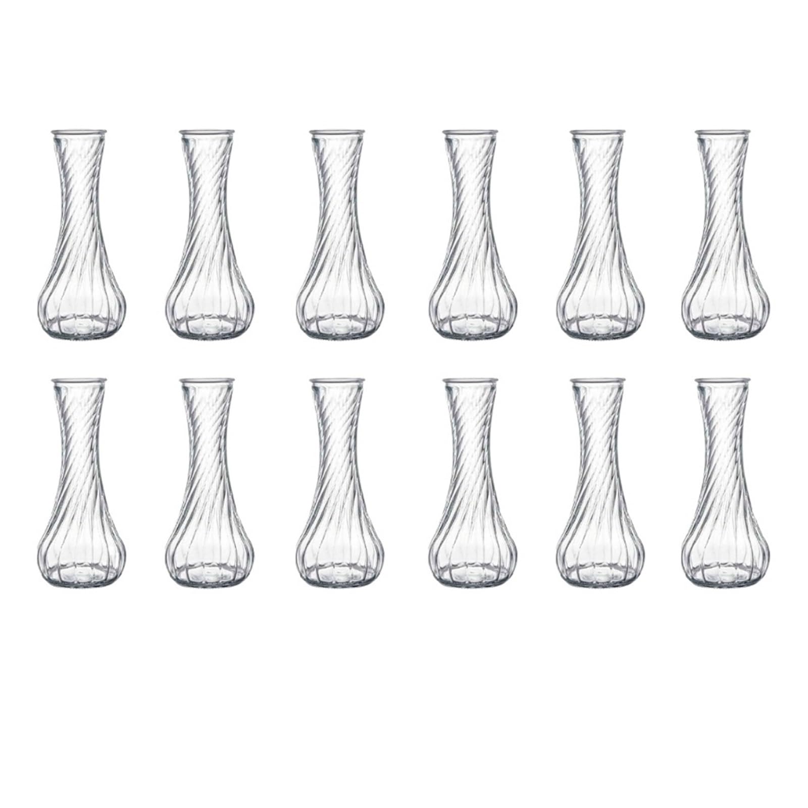 QuxetlRyz Glass Hydroponic Vase 6/12/16Pcs Rotating Relief Transparent Glass Vase Flower Arrangement Bud Vases Wedding Home Dining Table Decoration(12Pcs Rotating vases)