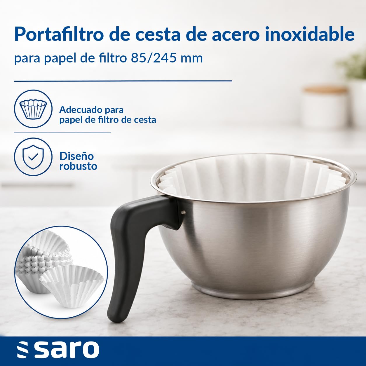 SARO THERMO 24 Cafetera con termo con bomba de acero inoxidable, 2,2 l, infusión en aprox. 5-6 min, protección de funcionamiento en seco, 2,069 kW