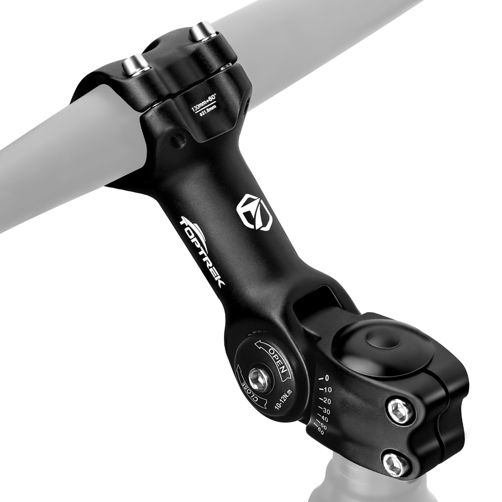 toptrek Fahrradlenker Vorbau, Lenkererhöhung Fahrrad 31,8mm, 130mm Fahrrad Lenker Aluminium, Lenkervorbau Verstellbar ±60° Einstellbar, Fahrradlenker Erhöhung Sechseckiges Lochdesign für MTB, Rennrad