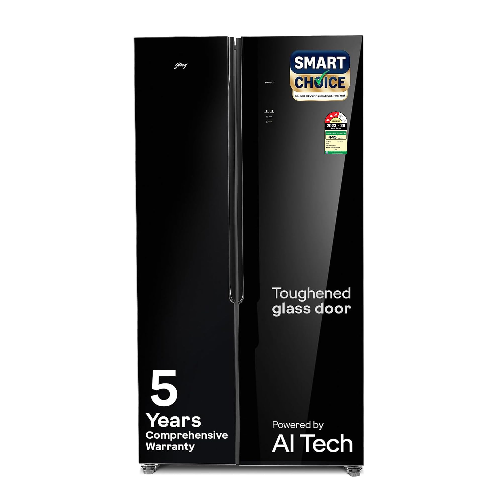 Godrej 540 L 3 Star 5 Years Comprehensive Warranty 4 Intelligent Modes|Toughened Glass Door|Frost Free SBS Inverter Refrigerator(2026 Model, RS EONVELVET 580C RID OP BK, Opera Black, 52141501SD03653)