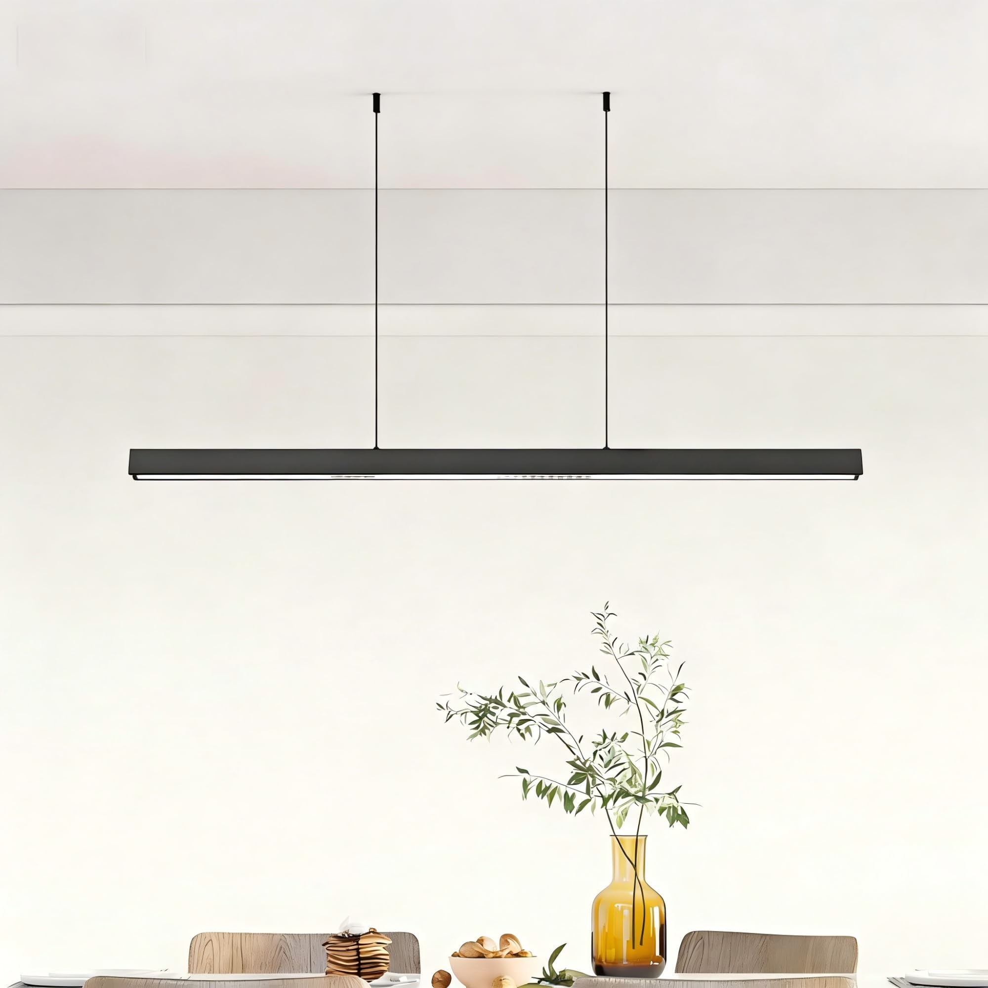 Akku Pendelleuchte Aufladbare Hängelampe Mit Batterie,Schwarz Batteriebetriebene Pendelleuchte Mit Fernbedienung Dimmbar Für Nachttisch Schlafzimmer,100cm Hängelampe Ohne Stromanschluss(A)