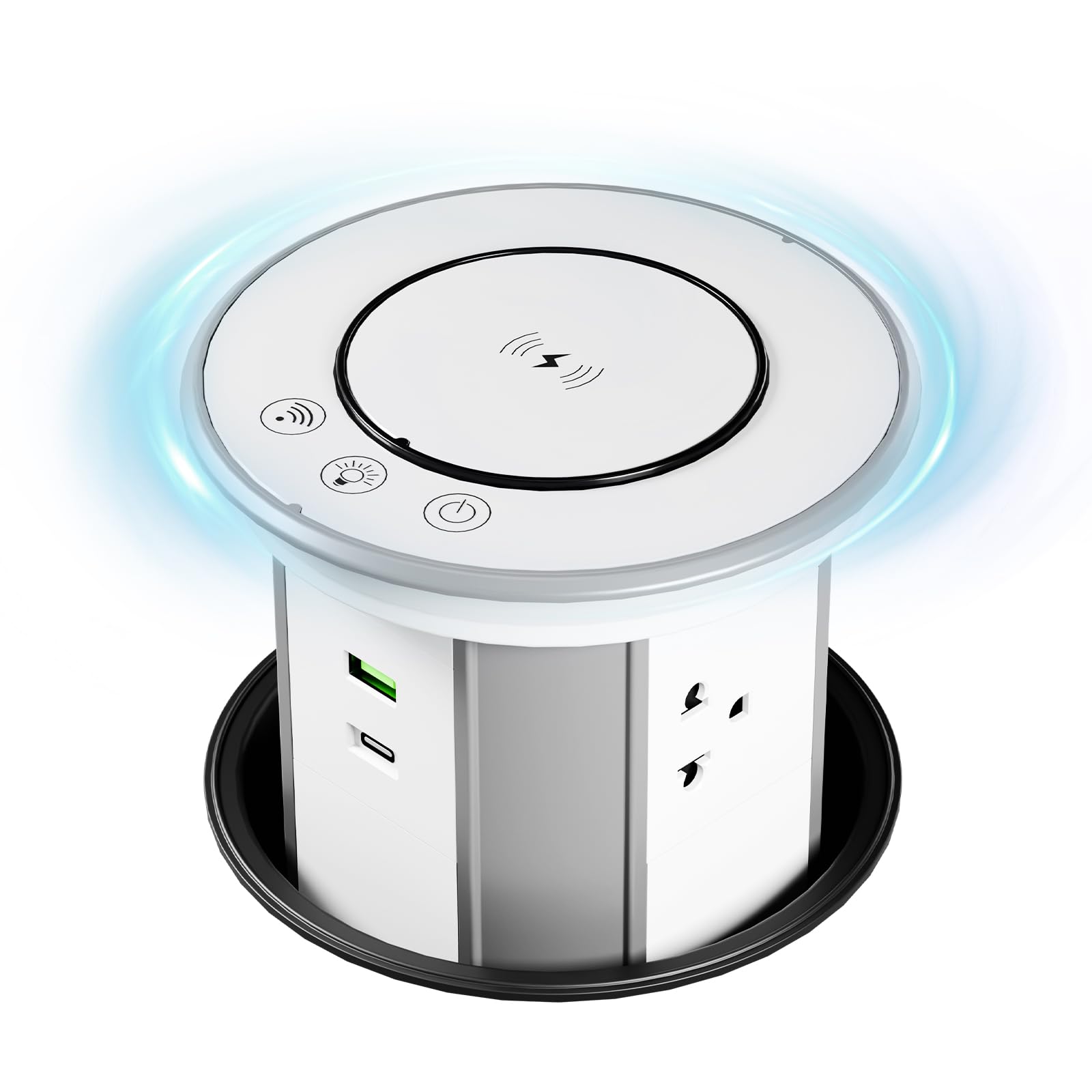 Photo 1 of ****BROKEN*** Pop Up Outlet for Countertop with 15W Wireless Charger & Mobile App Control-3 AC Outlets + USB-A & 20W USB-C Ports, 5.35" Recessed Pop Up Electrical Outlet Space Saver for Home Kitchen Office-White?
