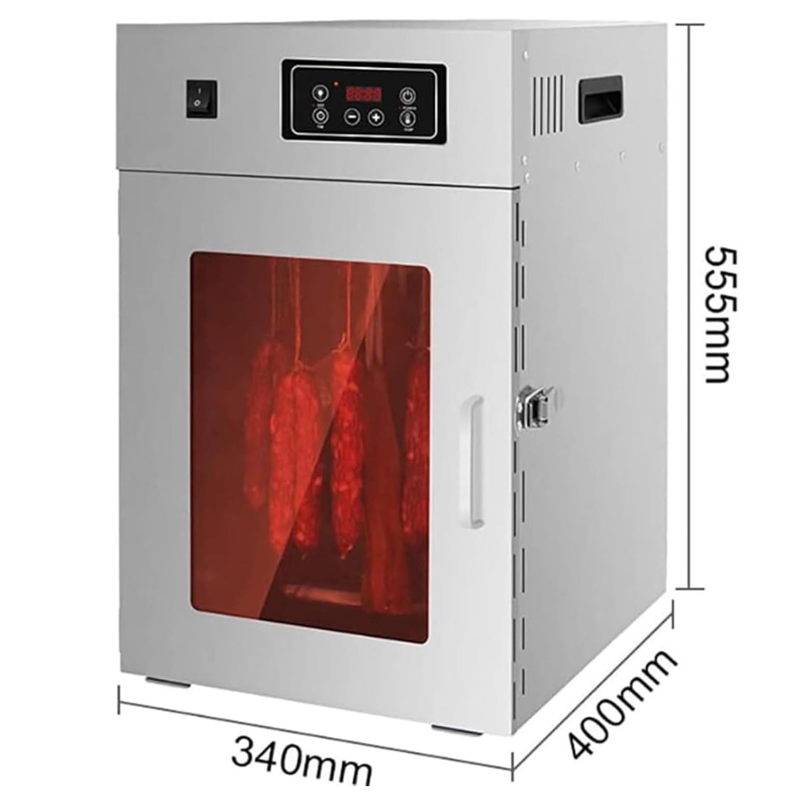 Disidratatore per alimenti grande commerciale da 800 W, armadio essiccante in acciaio inossidabile carne secca, manzo, pollo, carne, frutta, erbe aromatiche, controllo della temperatura da 30 a 90 ℃