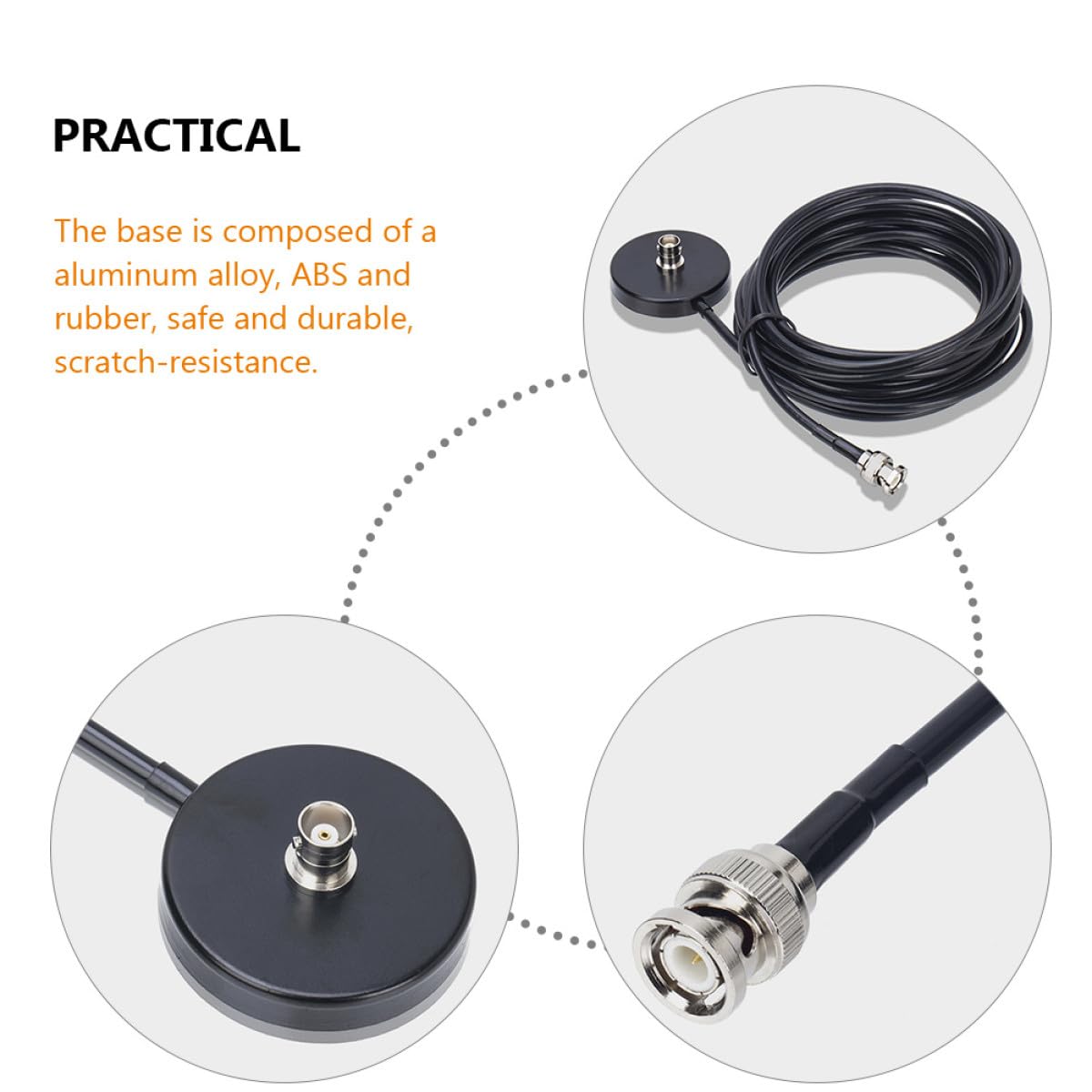 Base de Antena Magnética para Coche Rg58 5, 4cm Negro