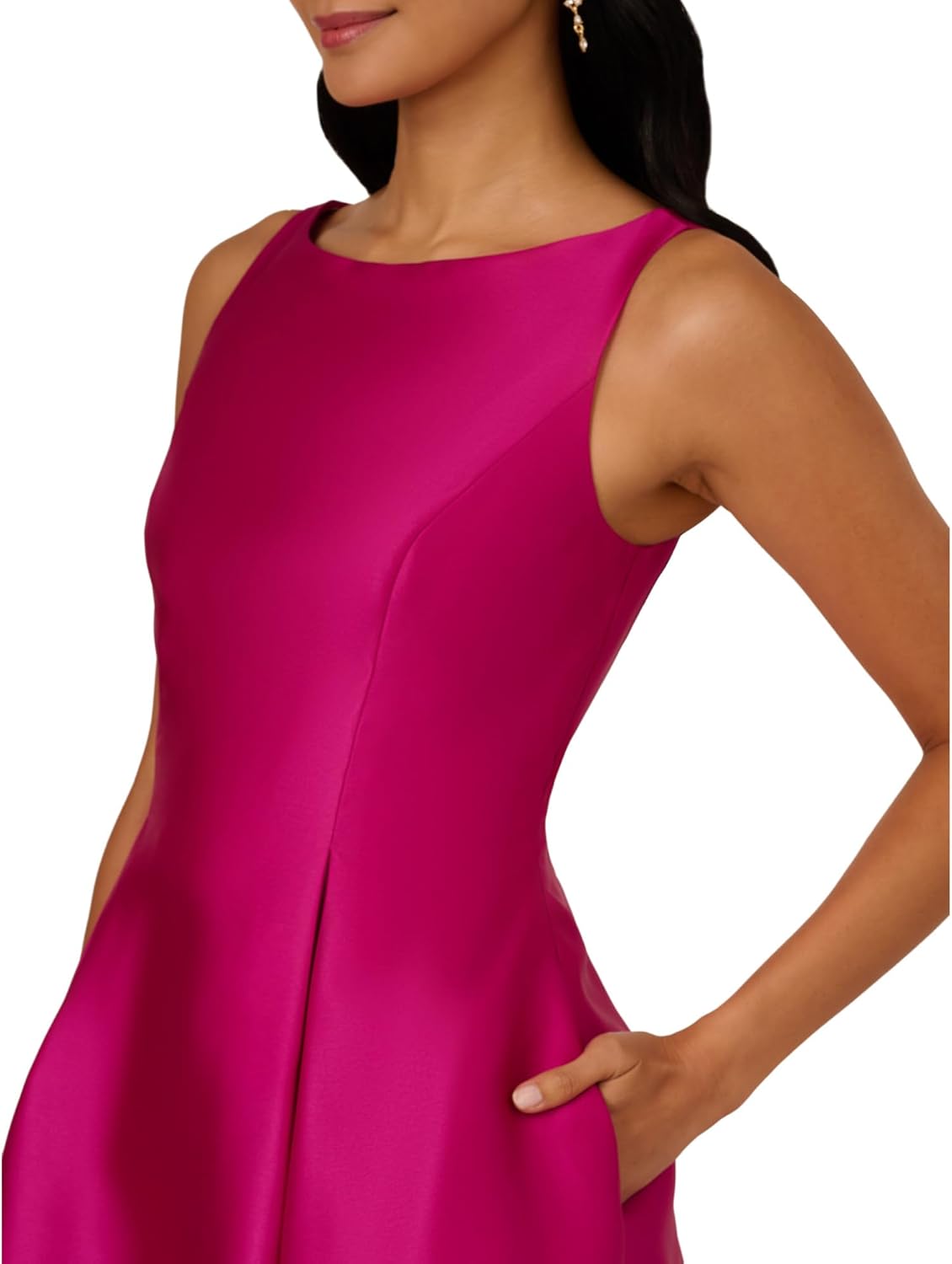 Adrianna Papell Sleeveless Mikado Fit and Flare Midi Dress with V-Back - Image 4