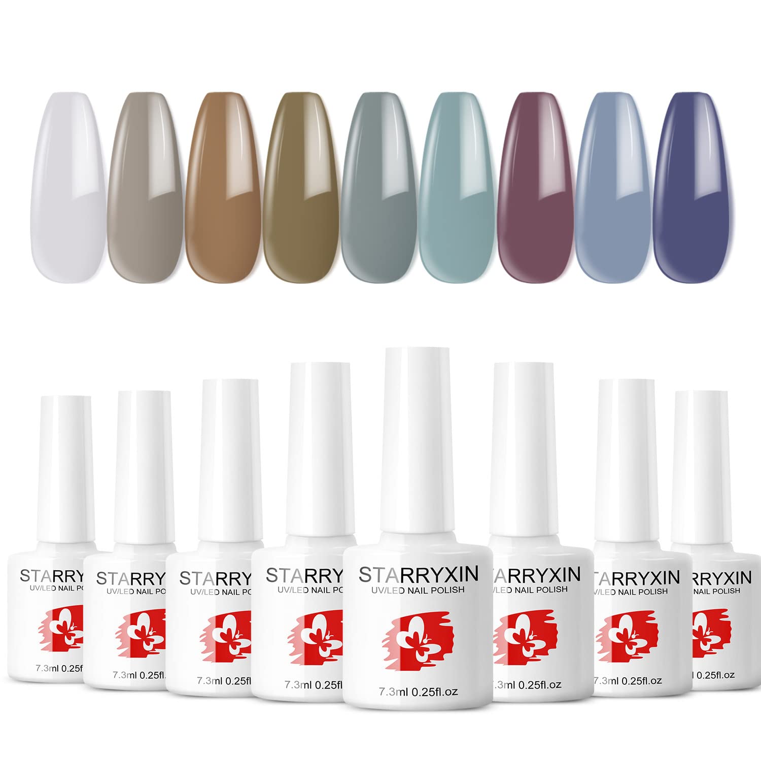 Amazon.com : 9 Colors Blue Green Gel Nail Polish Set - Selected 9 Pastel  light grey Color Blue Green Nail Art Design Kit for Manicure DIY, Nails Art  Design : Beauty & Personal Care