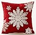Set of 4 Happy Winter Beige Shadow Let It Snow Snowflakes in Red Merry Cotton Linen Throw Pillow Case Personalized Cushion Cover Decorative Square 18 Inches