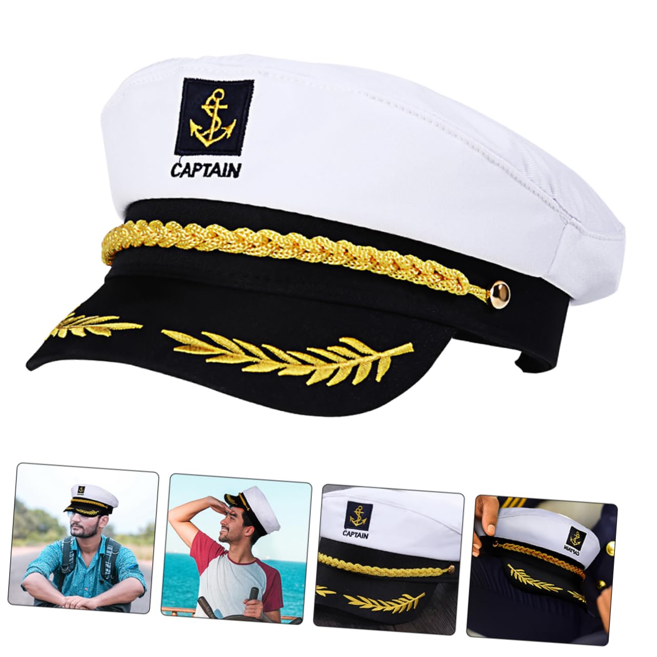 BESTYASH 20 Cappelli da Capitano Bianco, Accessorio da Cosplay in Cotone e Plastica, Confortevole al Tatto, per Feste in Maschera e Gioco di Ruolo