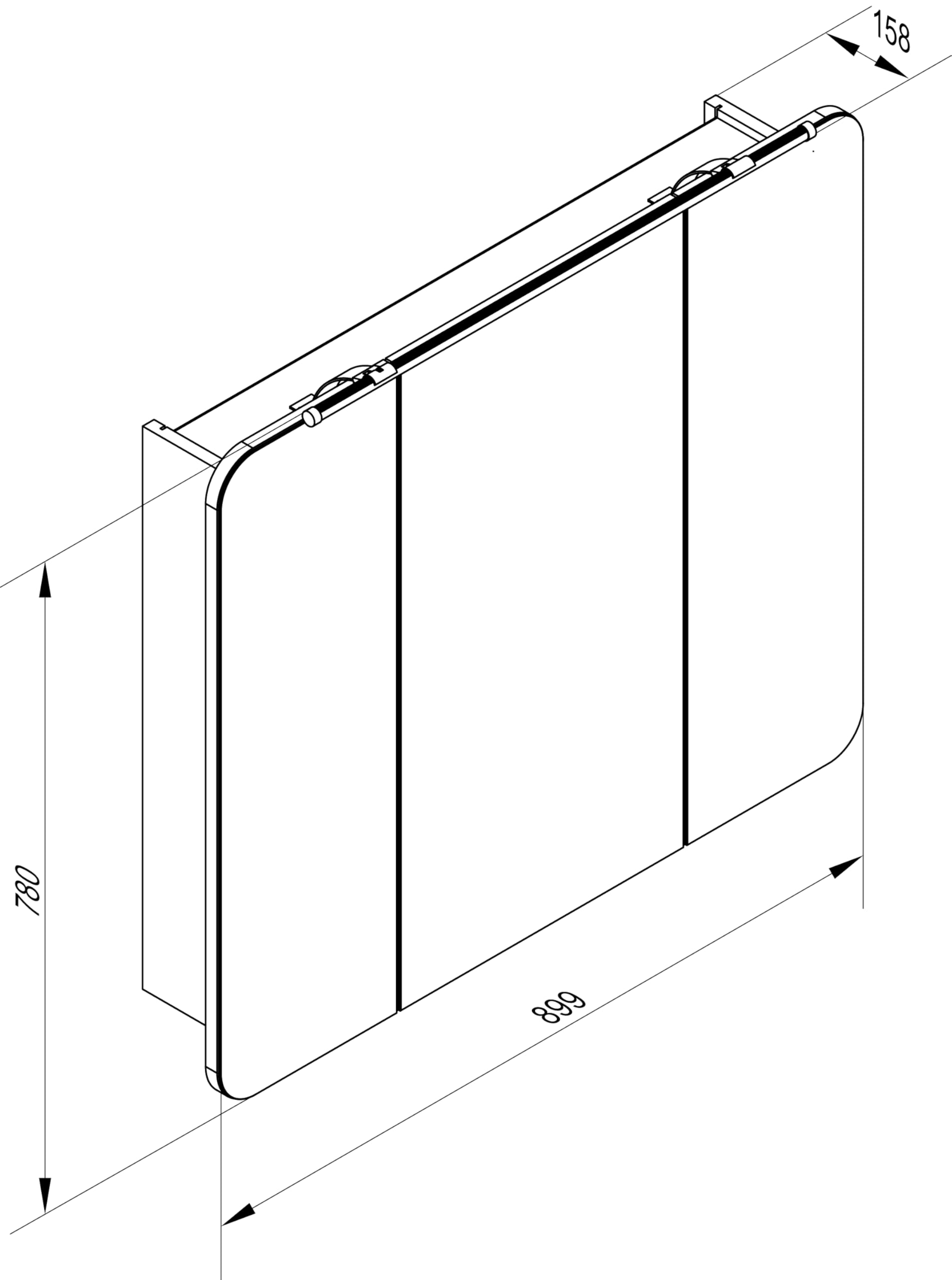 FACKELMANN LED Spiegelschrank Milano/Badschrank mit 3D Effekt/Soft-Close/Maße (B x H x T): ca. 90 x 78 x 15,5 cm/Schrank mit Spiegel & LED-Beleuchtung fürs Bad / 3 Türen/Korpus: Braun hell