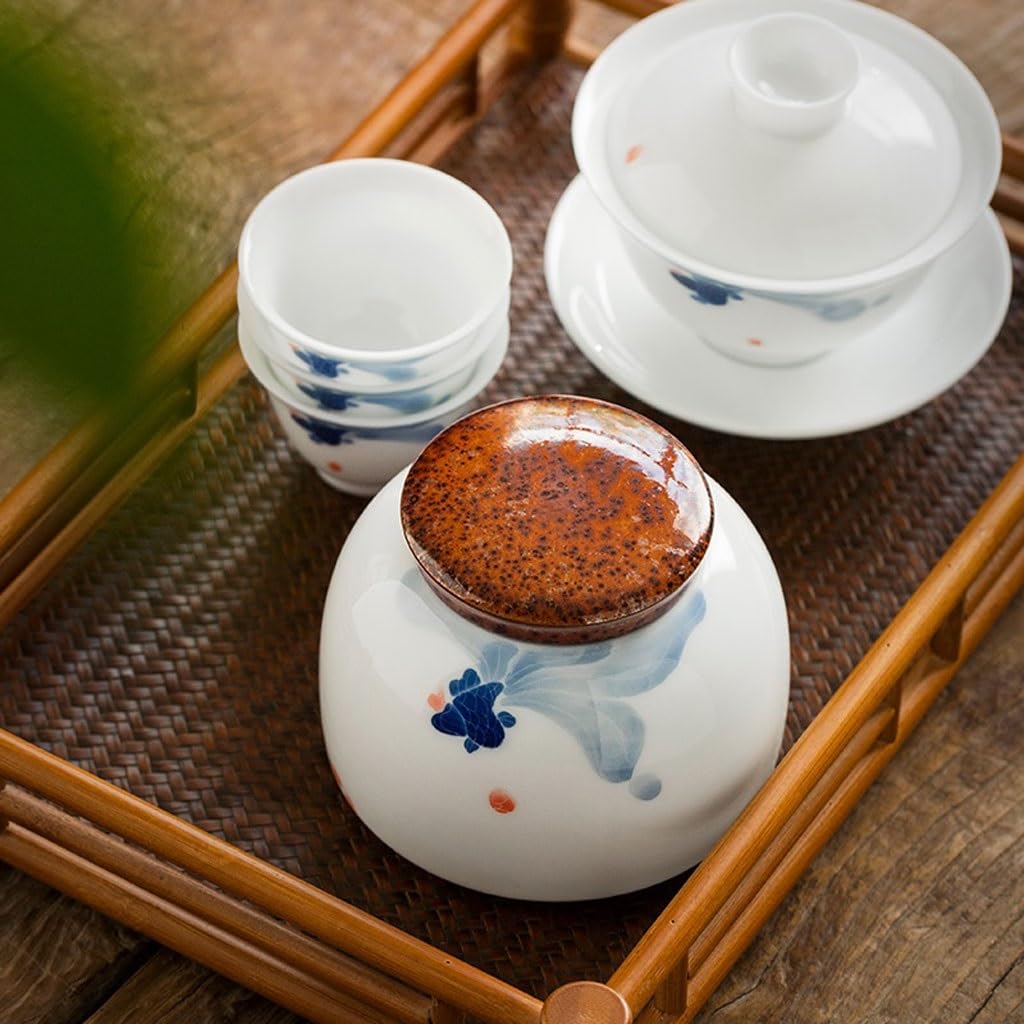 Masowe pojemniki na herbatę, hermetyczne pojemniki, popołudniowe pudełka, ręcznie malowane ceramiczne zestawy do przechowywania domowego, pojemniki szklane z liśćmi