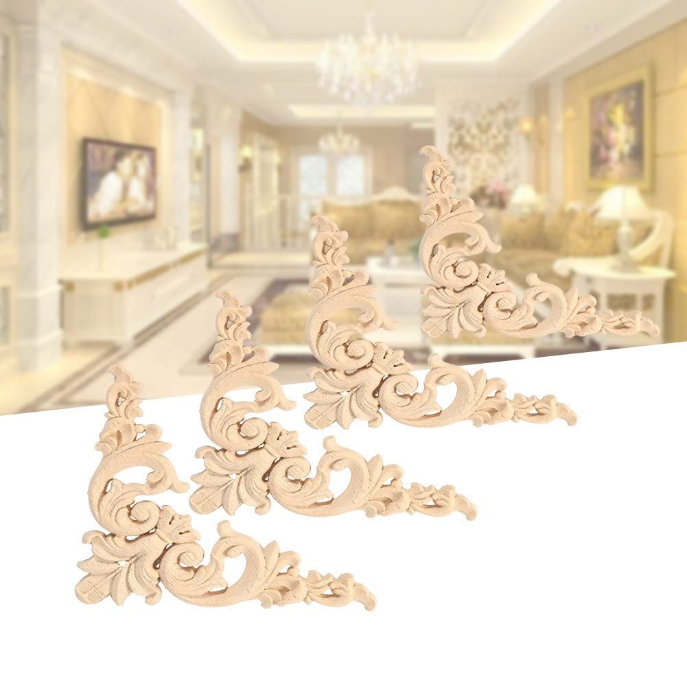 Applique per mobili in legno intagliato, 4 pezzi, applique per angoli, decorazioni per porte di casa fai da te fatte a mano (12 * 12)