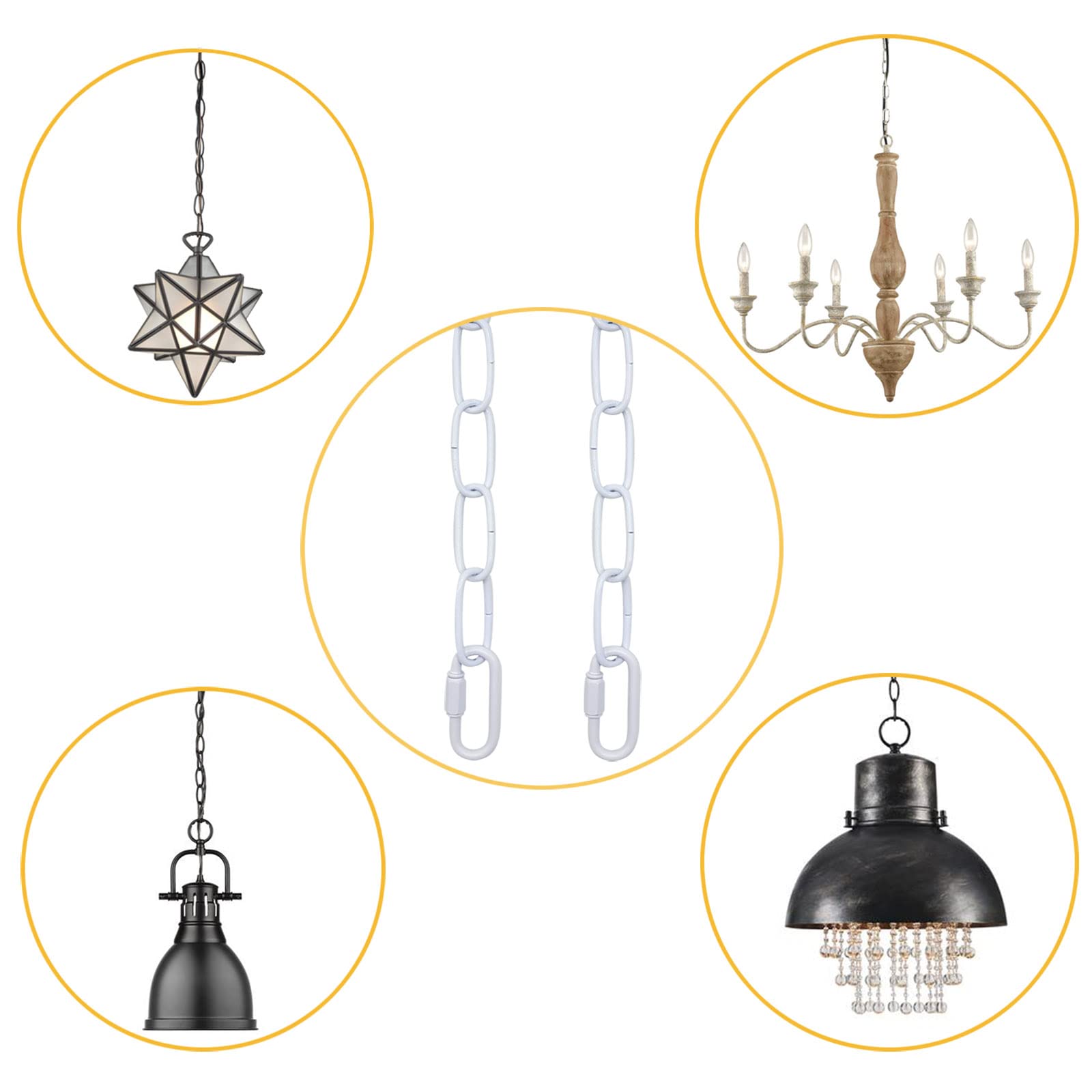 ECUDIS 6 Feet White Pendant Light Fixture Chain — Amazon image 4