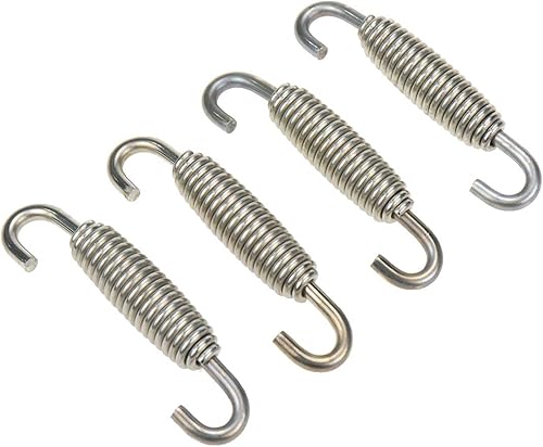 Silenciador de escape para motocicleta, ganchos de resorte de acero inoxidable, 2.283 in de longitud total, paquete de 4