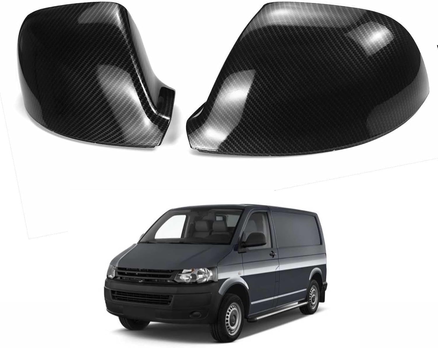 XJPGHA Wing Mirror Covers Caps for Volkswagen Transporter T6 2016-2019, Sturdy Durable Cover Housing Door Mirror Vehicle Accessory Rearview Side Covers,Carbon Fiber Texture