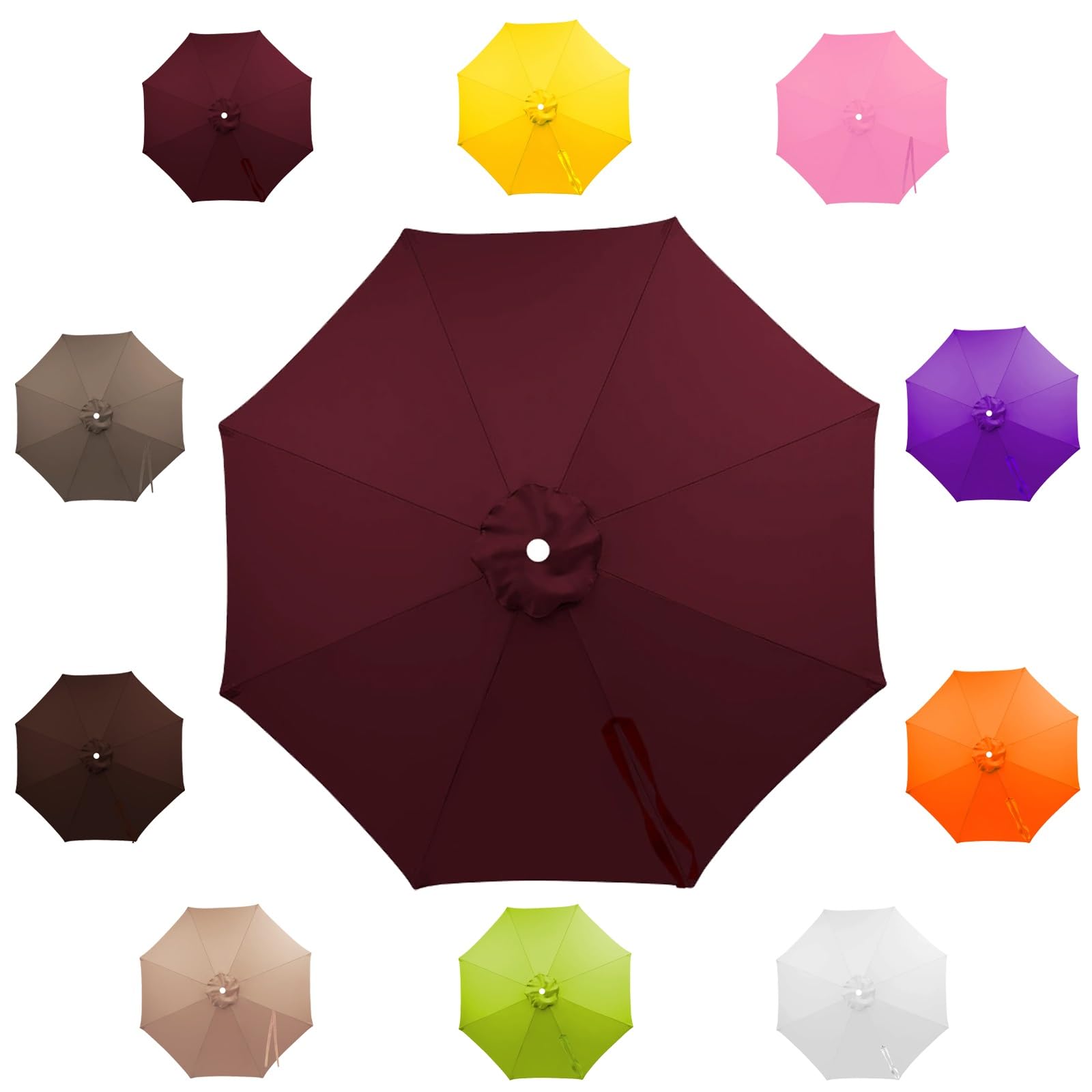Outdoor Patio Umbrella for 6-Rib & 8-Rib Round Outdoor Market Umbrellas, Beach Umbrella Parasols for Backyard/Garden/Deck, UV Protection (Canopy Only)(Burgundy,2.0m/8 ribs)