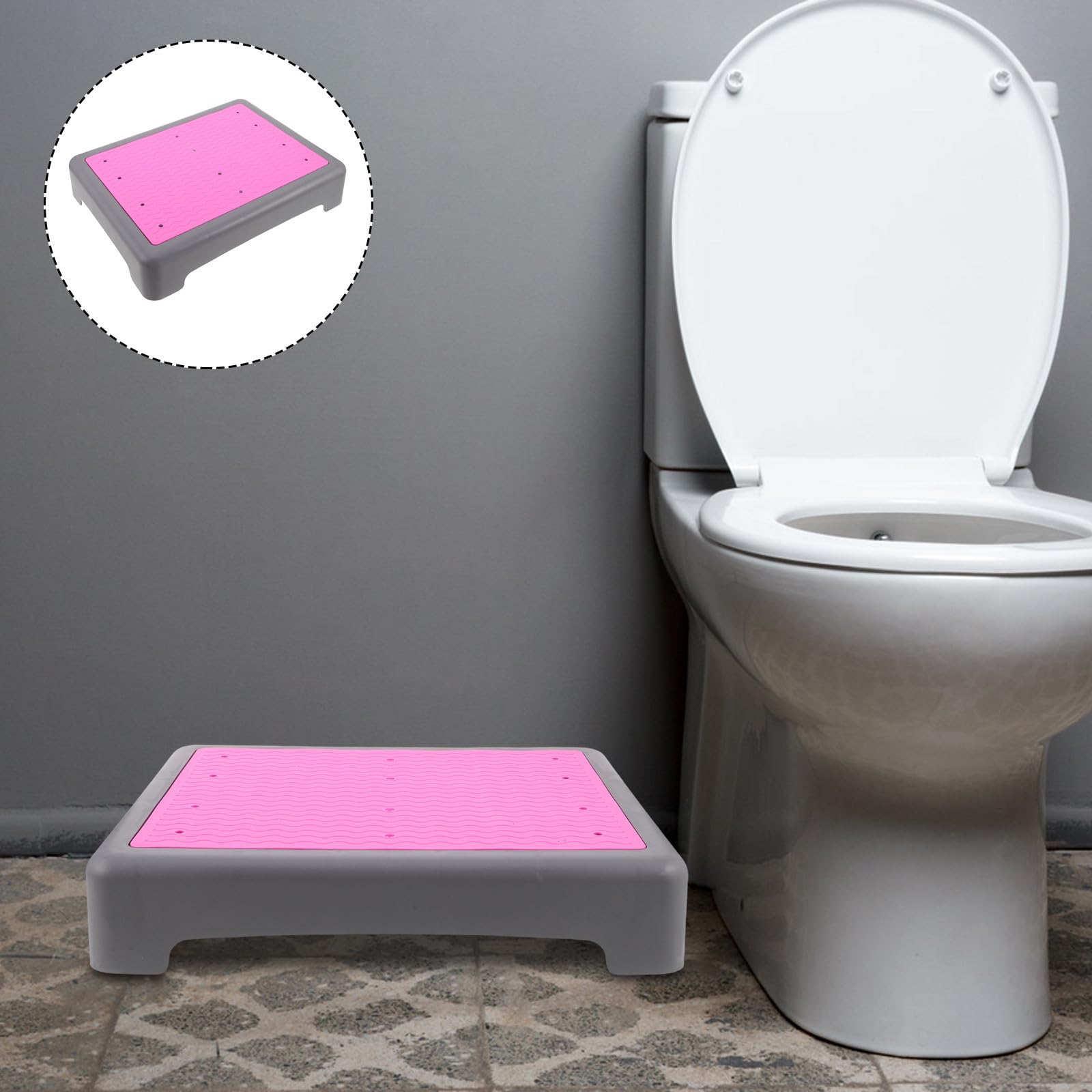 FOMIYES Rutschfester Stuhlgang Trittschemel aus Kunststoff in Rosa Stabiler Badezimmer Fußhocker für Senioren für Duschen und Badewannen