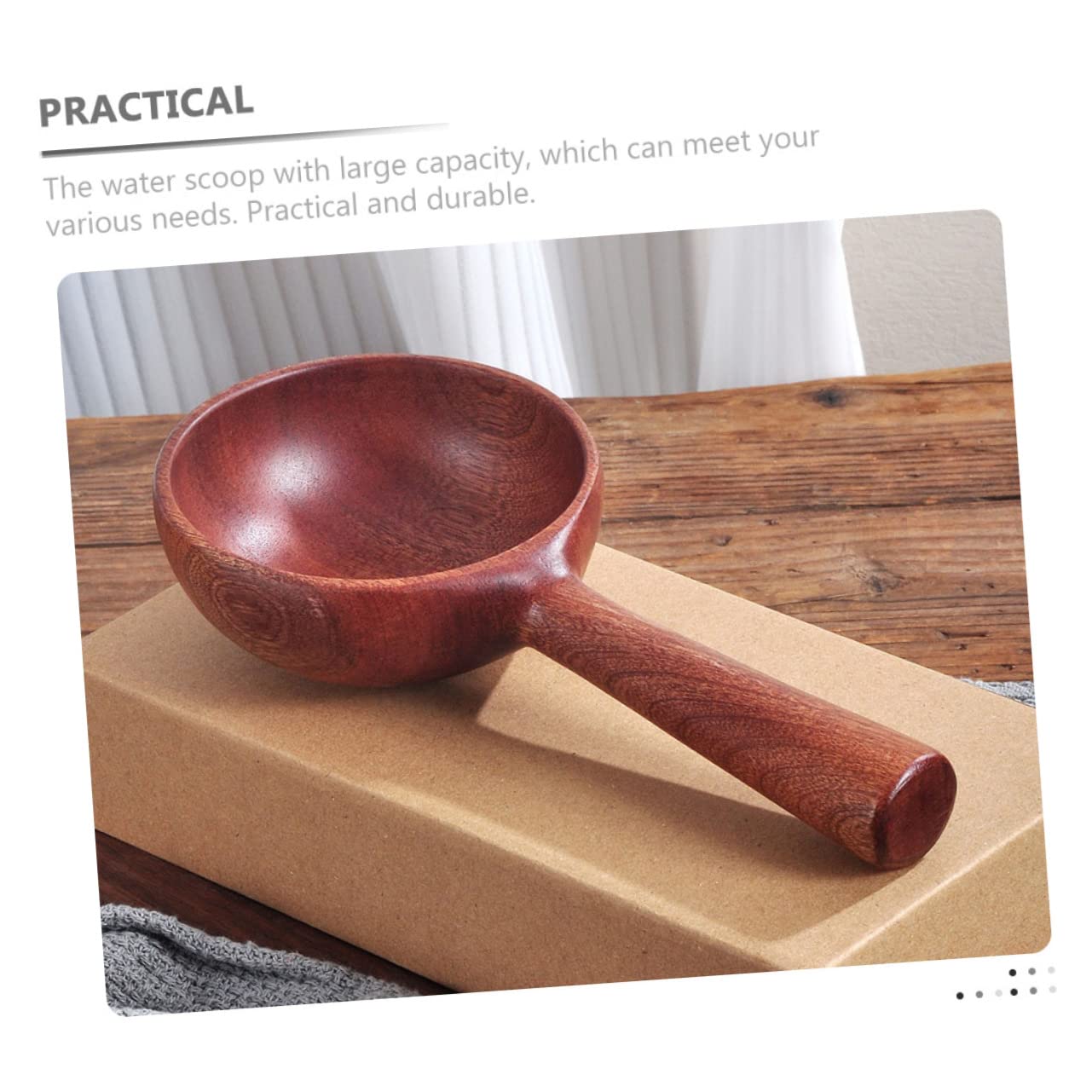 Amosfun 2 Piezas Bailador de madera cómoda pala para agua regadera de jardín Cucharón de madera ergonómico Cucharón de fácil de limpiar cucharon casero accesorio de cocina Coffee