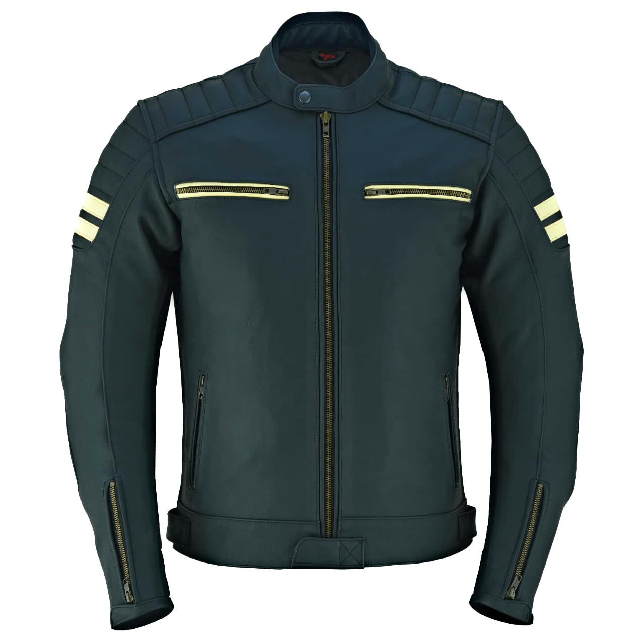 Chaqueta de cuero para motocicleta para hombre, blindada, motero, MBJ-02A