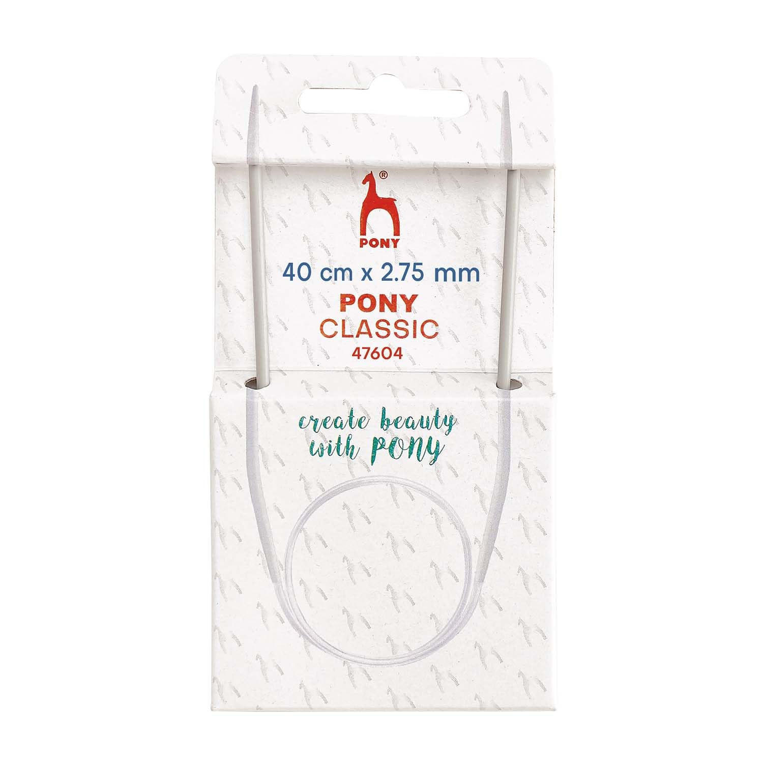 2.75mm Circular Knitting Needles Pony Classic Fixed Cables- 40cm, 60cm, 80cm, 100cm (40cm Cable)