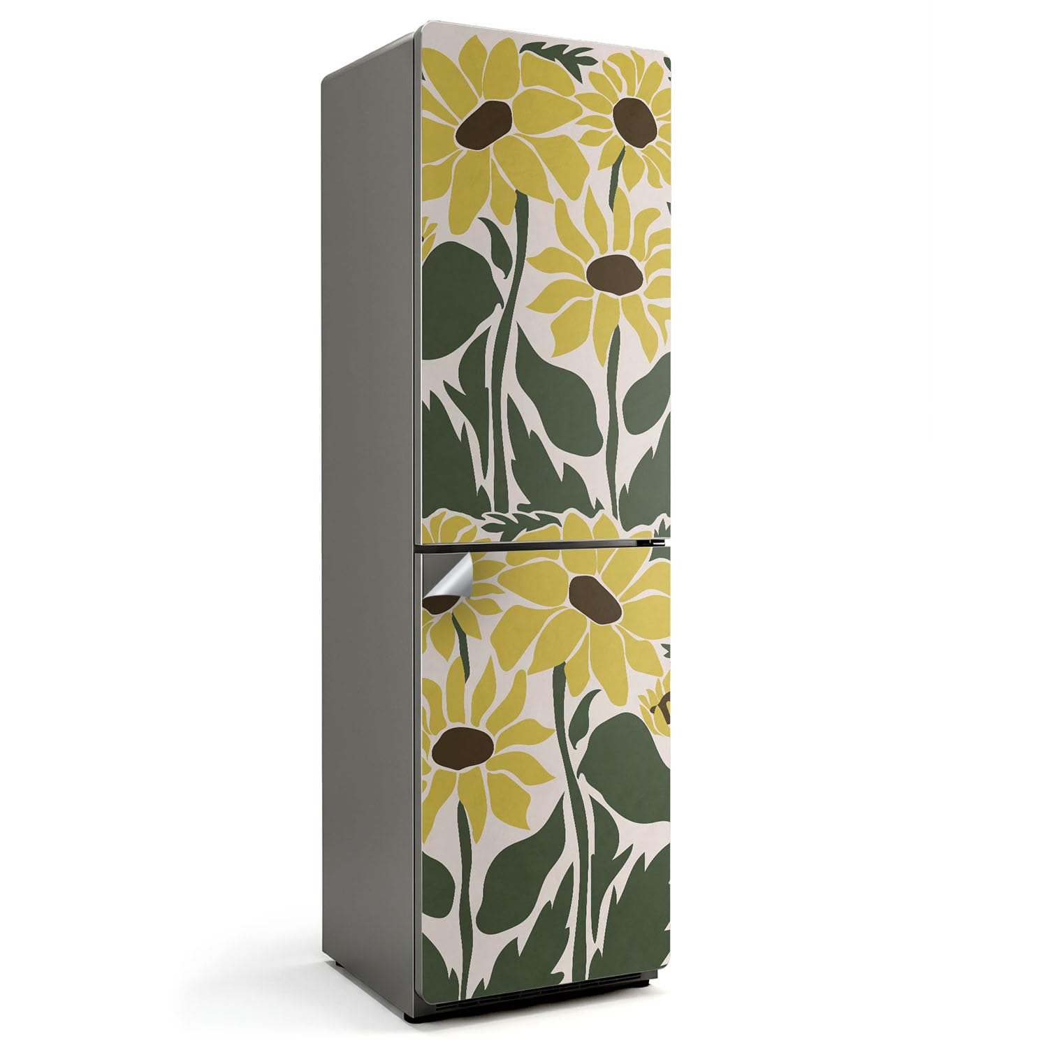 Sticker frigo 60x205 cm anti-dégâts et déco florale pour protéger la cuisine