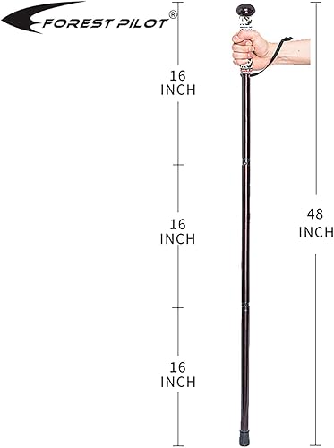 Miniatura 3 de Bastón desmontable de madera dura para senderismo con brújula de 48 pulgadas, correa de mano suave, cubierta de punta de goma de 3 piezas