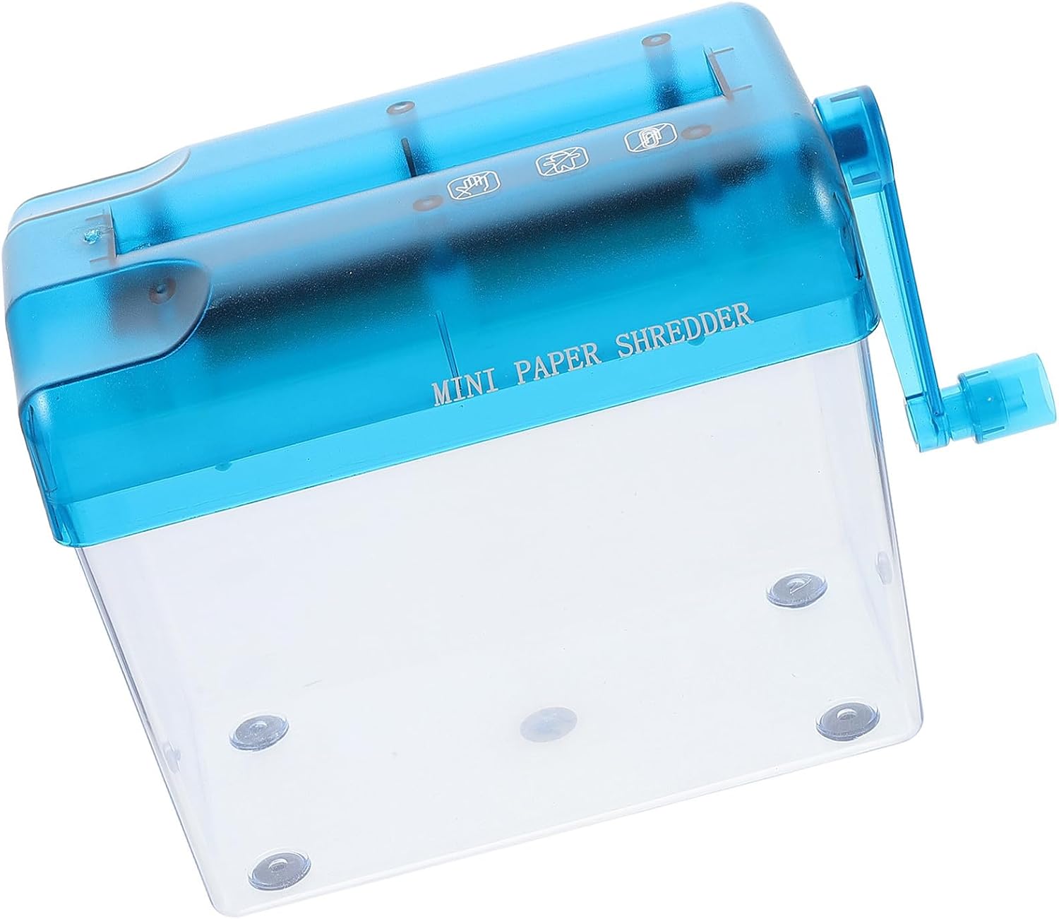 Manual Desktop Paper Shredder A6 Small Size Blue Hand-cranked Household and Office School Supply for Document and Paper Disposal