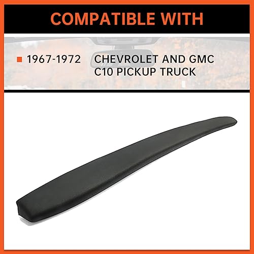 Miniatura 2 de ECOTRIC Cubierta para salpicadero compatible con Chevy Chevrolet GMC Pickup Truck 67 68 69 70 71 72 1967-1972, almohadilla negra de repuesto para