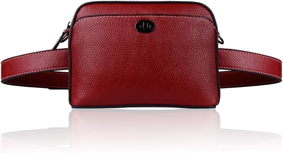 Diter Fashion Leather Fanny Pack Waist Bag Belt Bag with Crossbody Strap for Women