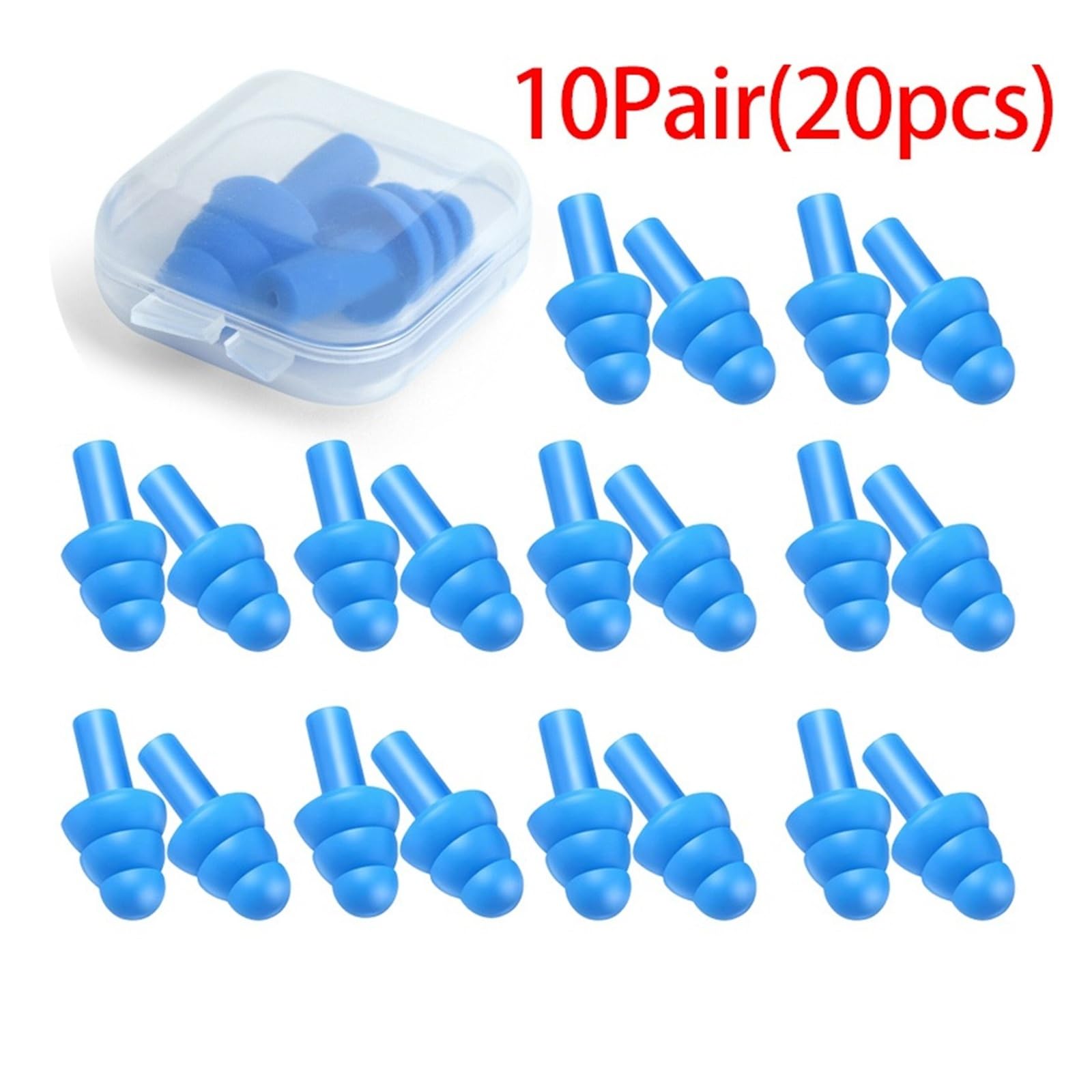 Lot de 10 paires de bouchons d'oreille en silicone antibruit étanches pour le sommeil et la natation