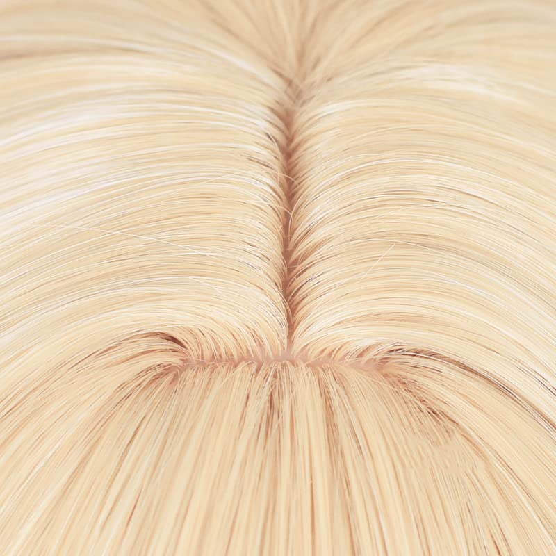 Kaveh Wig Sumeru Gold Gradient Brown Straight Synthetic Hair 50cm Lifelike Party Natural Cosplay Wigs with Bangs (GLDBRO)