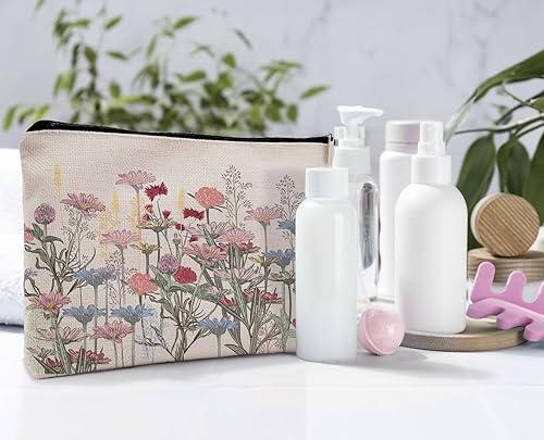 Miniatura 4 de Dwept Bolsa de maquillaje floral, bolsa de maquillaje floral bohemio para bolso, bolsa de cosméticos florales bohemios, bolsa de flores silvestres,